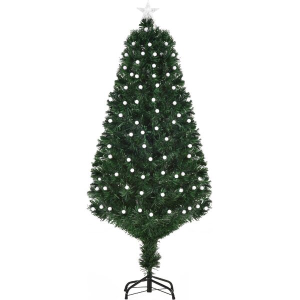 dechome 351v01 albero di natale h. 150 cm con luci led e fibre ottiche e base in metallo pieghevole verde
