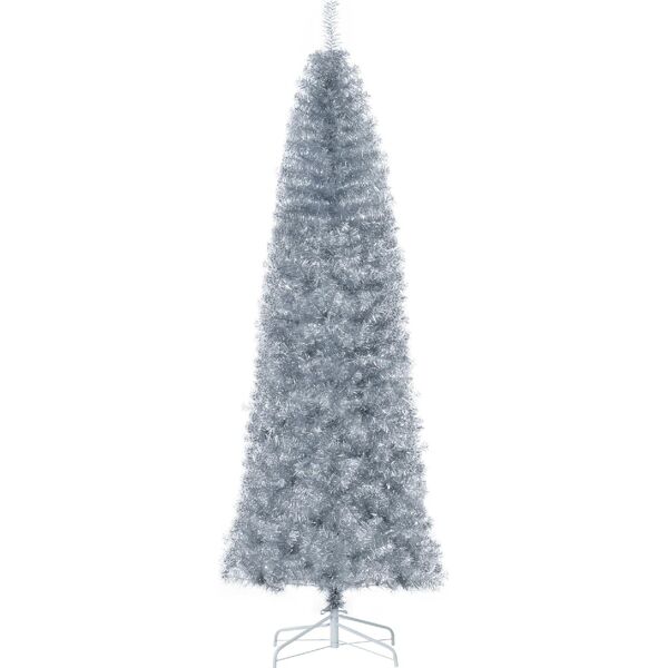 dechome 369v02 albero di natale slim h. 210 cm e con base rimovibile argento