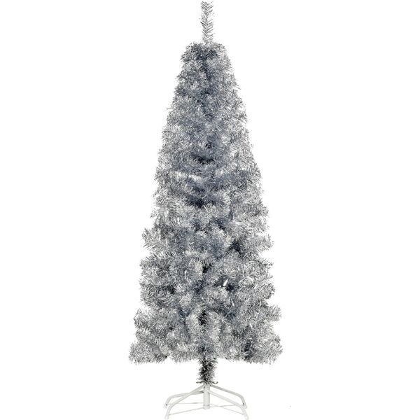 dechome 369 albero di natale slim h. 150 cm e con base rimovibile argento