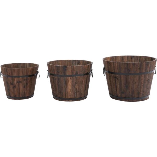 vivagarden d45455 set 3 vasi per piante in legno dimensioni varie, per giardino e interni - d45455