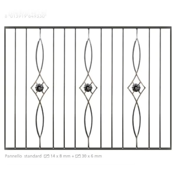 pro_metal_design pannello modulare di recinsione in ferro con elementi con fiore 1500x1012 mm (lxh)