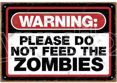 AQUARIUS ENT Zombie Warning Tin Sign Insegna