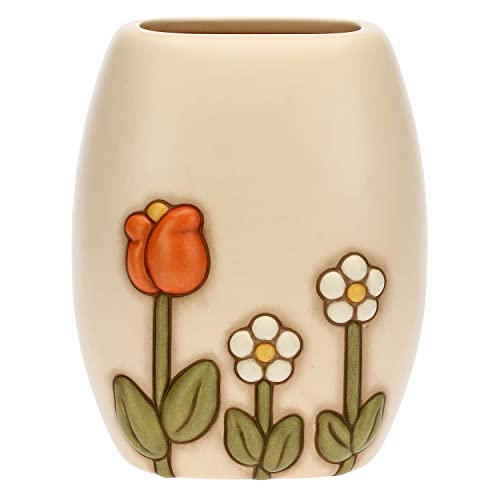 THUN , Vaso in Ceramica Decorata a Mano con Iconica Decorazione Floreale , Versione Media, Linea happy Country, 15.6x12.2x19 cm h