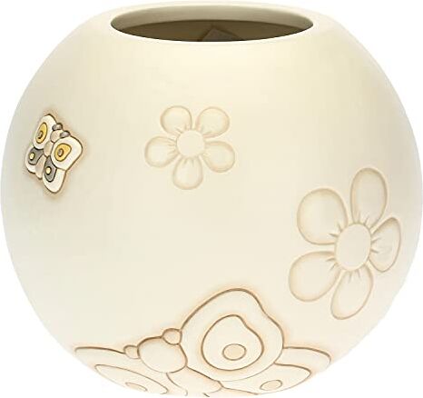 THUN Vaso Decorativo con Farfalla e Fiori Linea Elegance Living, Arredare la Casa Ceramica Base di Appoggio/Apertura Superiore Ø 10 cm; Ø Vaso 20,4 cm; 18 cm h