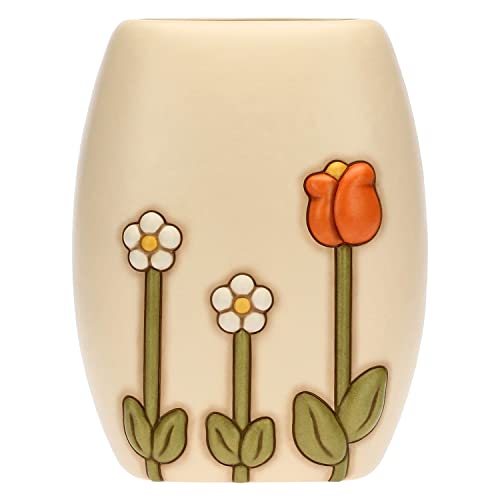 THUN , Vaso in Ceramica Decorata a Mano con Iconica Decorazione Floreale , Versione Grande, Linea happy Country, 20x14.8x26 cm h