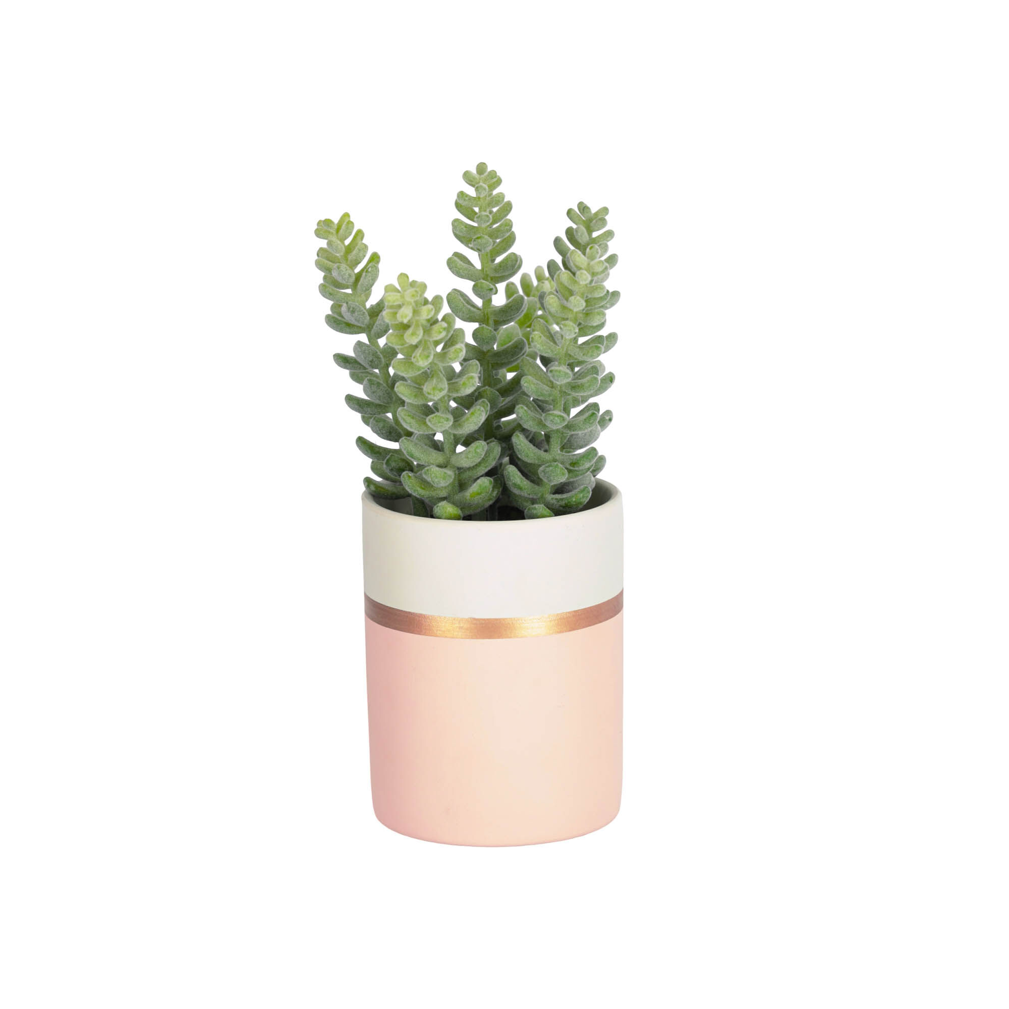 Kave Home Piante artificiale Sedum lucidum in un vaso da ceramica rosa