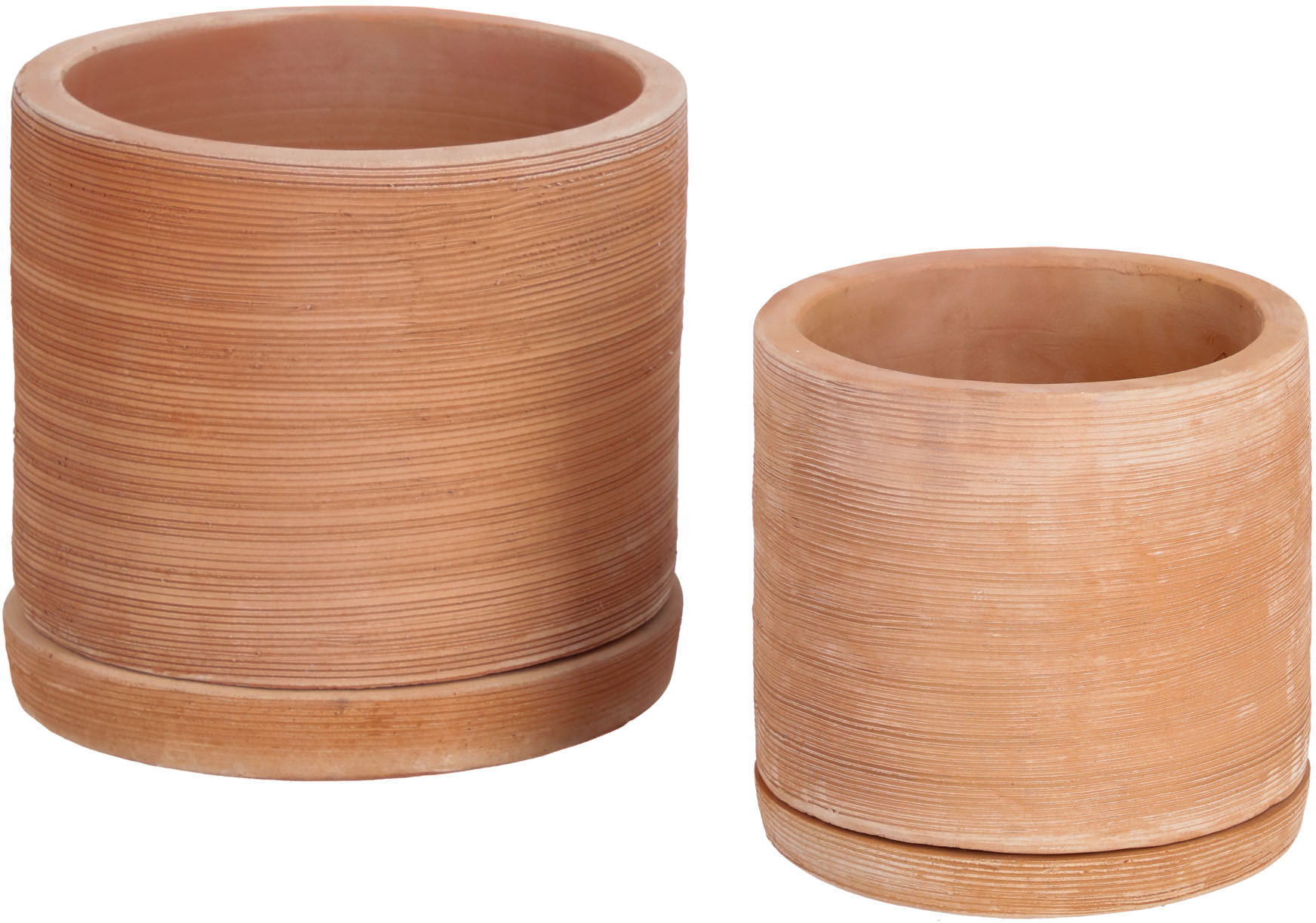 Kave Home Set Karlina di 2 fioriere con piatto in terracotta Ø 33 cm / Ø 24 cm