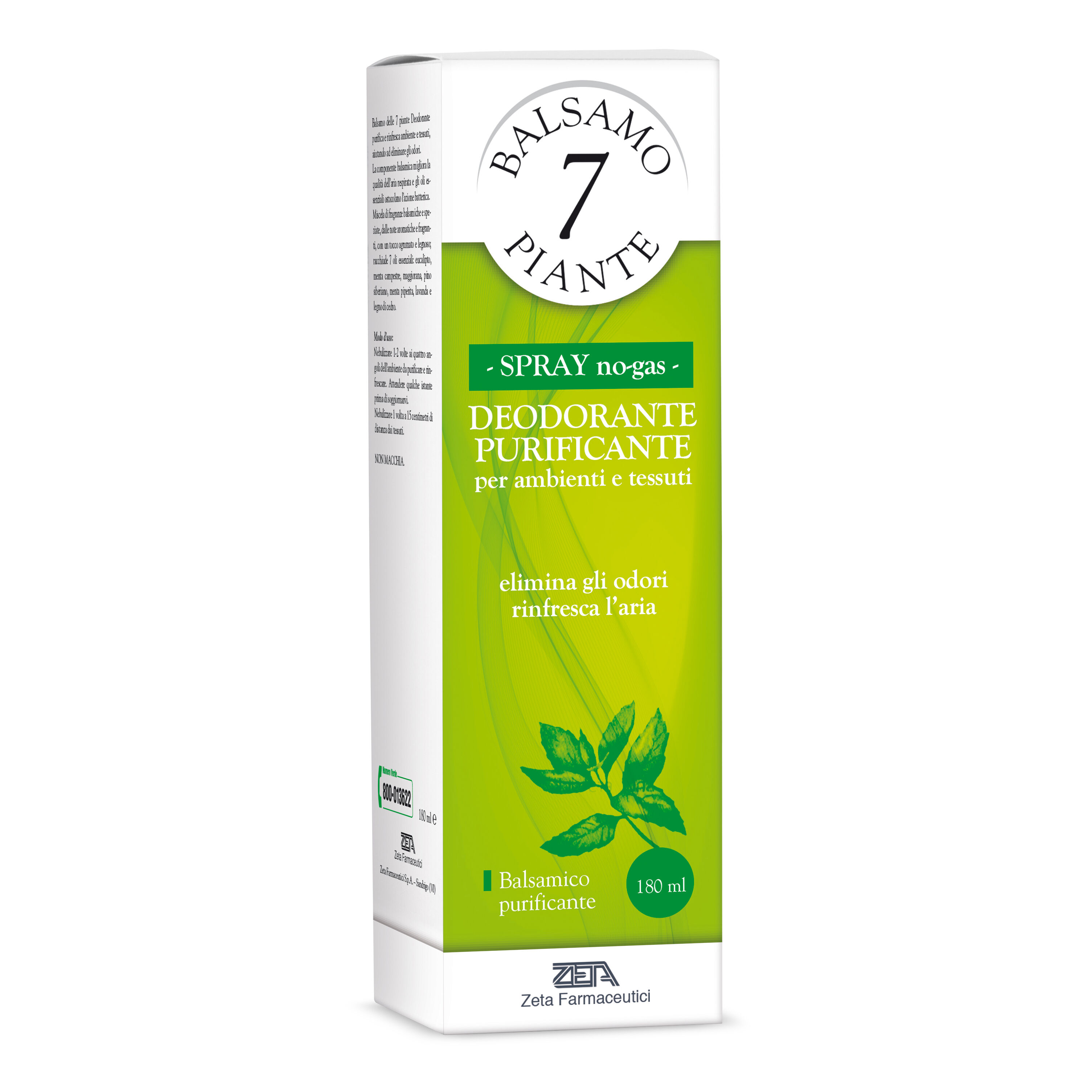 balsamo 7 piante Balsamo delle 7 piante balsamico deodorante purificante per ambienti e tessuti pompa spray + astuccio 180 ml