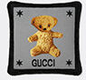 Gucci 'teddy Bear' Cushion, Grey And Black