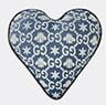 Gucci 'gg' Heart Shaped Cushion, Blue And Ivory