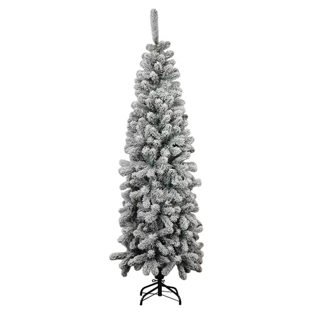 Viscio Trading Albero di Natale Slim Gran Paradiso innevato 180cm verde e bianco Viscio