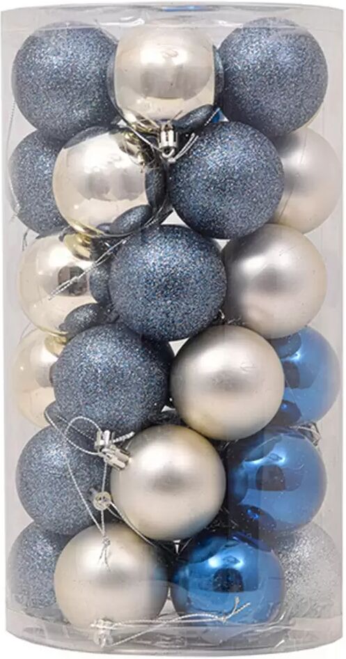 Viscio Trading Palline decorative Blu e Argento per Albero di Natale Confezione 36 pz Viscio