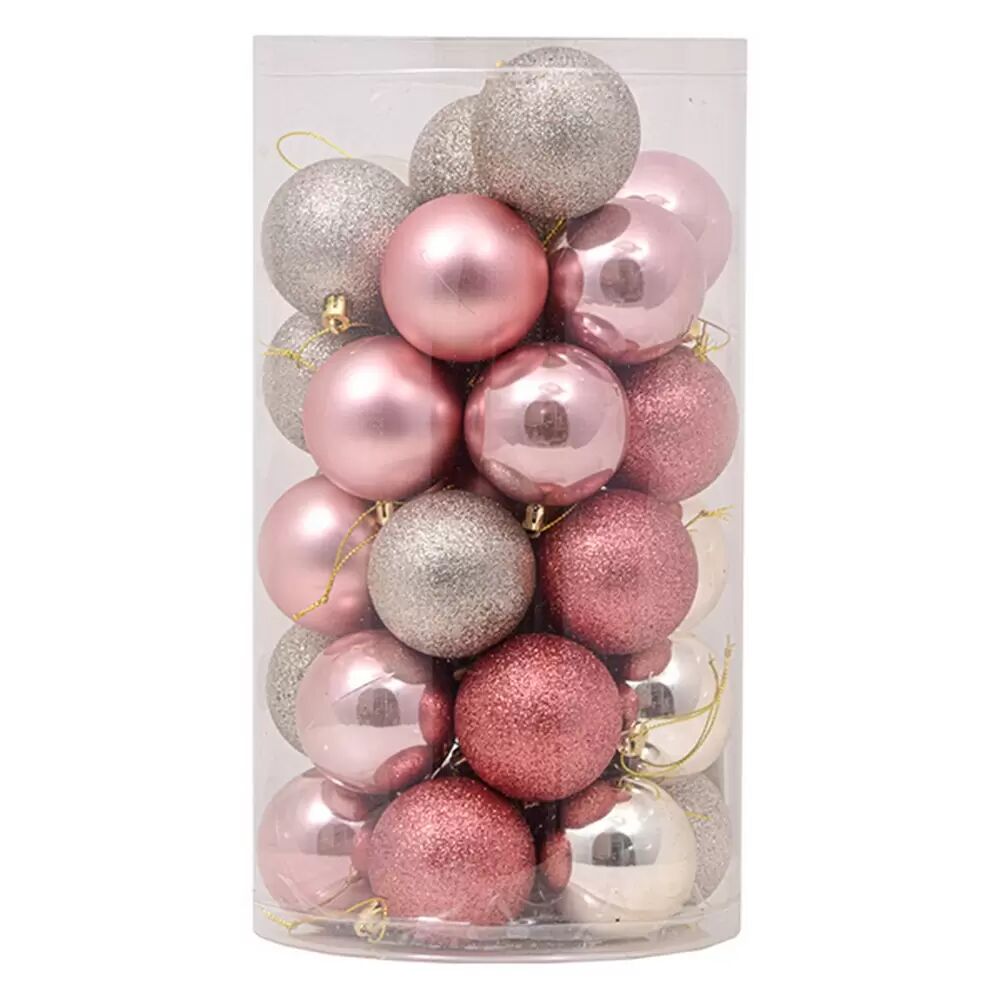 Viscio Trading Palline decorative Rosa e Champagne per Albero di Natale Confezione 36 pz Viscio