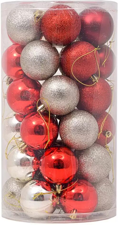 Viscio Trading Palline decorative Rosso e Champagne per Albero di Natale Confezione 36 pz Viscio