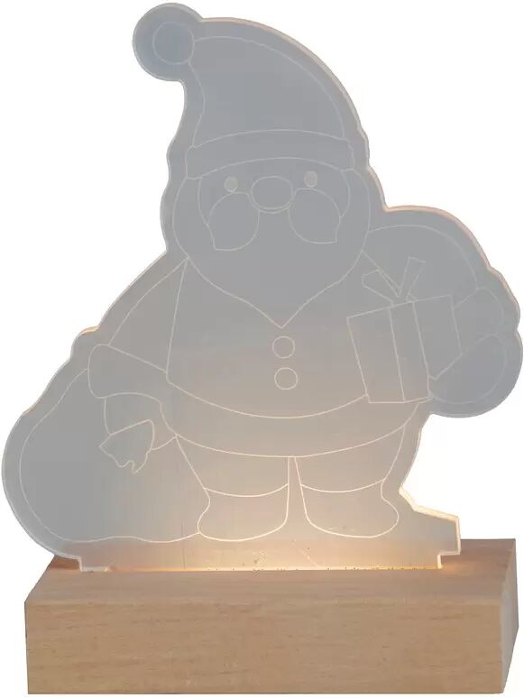 Viscio Trading Luce decorativa natalizia da tavolo a Led a forma di Babbo Natale con base in legno Bianco caldo Viscio