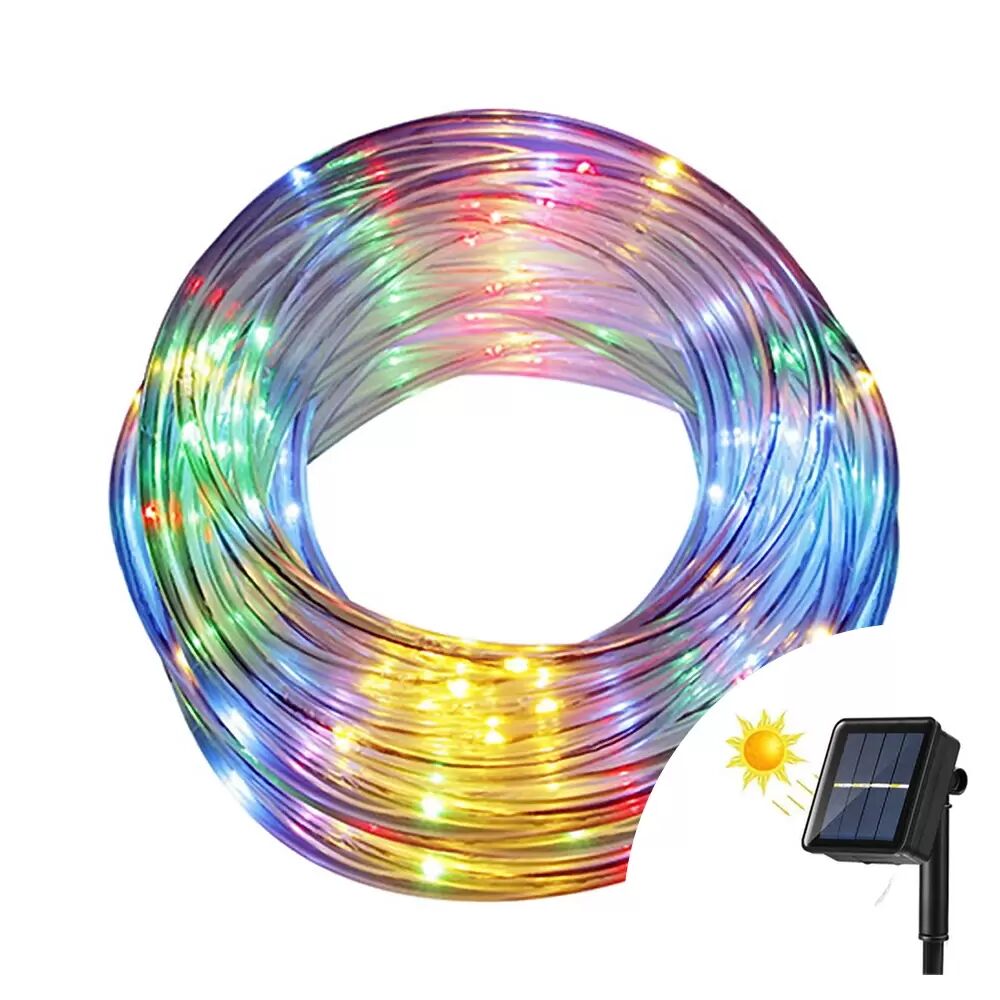 Tubo luminoso con pannello solare 10 metri da esterno 200 Led Multicolore Wisdom