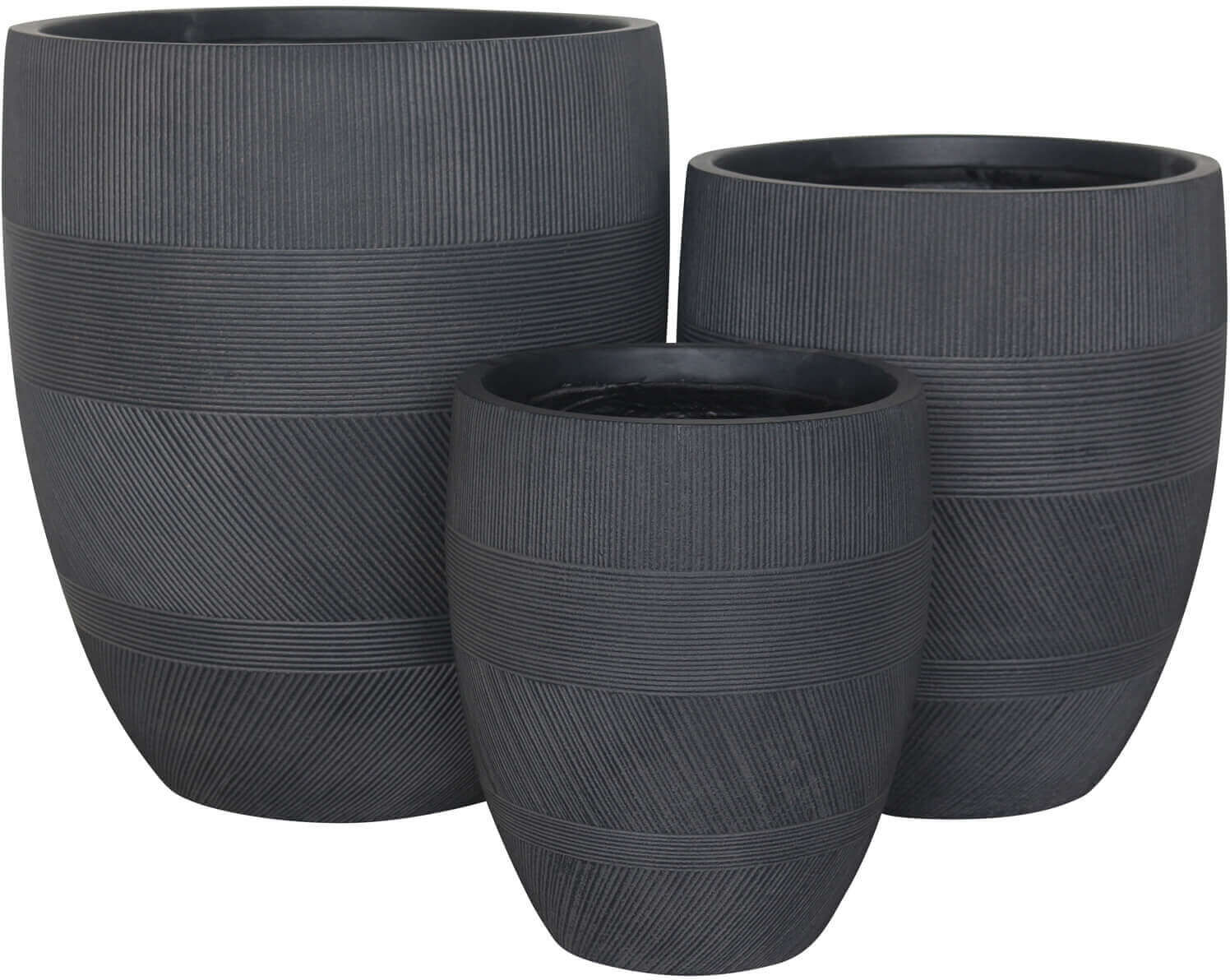 Milani Home Vasi Per Piante Rotondi Da Interno Ed Esterno Set Da 3 Dimensioni Moderni Vaso Grigio scuro 27 x 32 x 27 cm