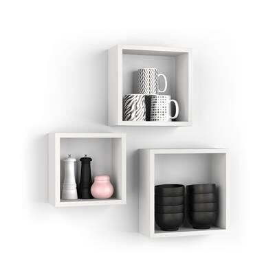 Mobili Fiver Cubi Quadrati Giuditta, Set da 3, Bianco Frassino