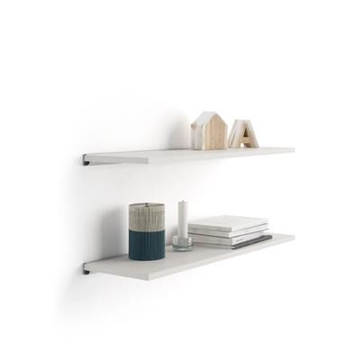 Mobili Fiver Coppia di Mensole Evolution 80x25 cm, Bianco Frassino, con supporto in alluminio grigio