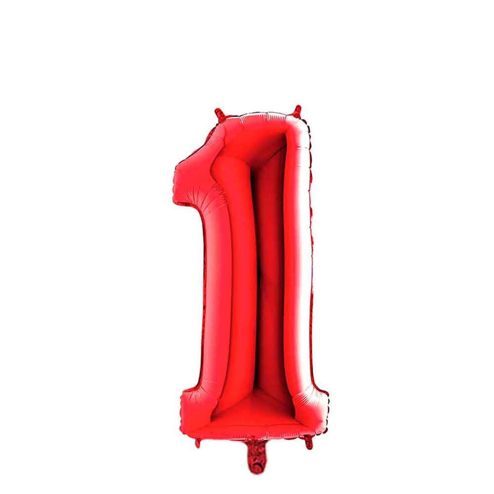 Graziano Palloncino Mylar Numero 1 Rosso Medio 14&#039;&#039; 35 Cm