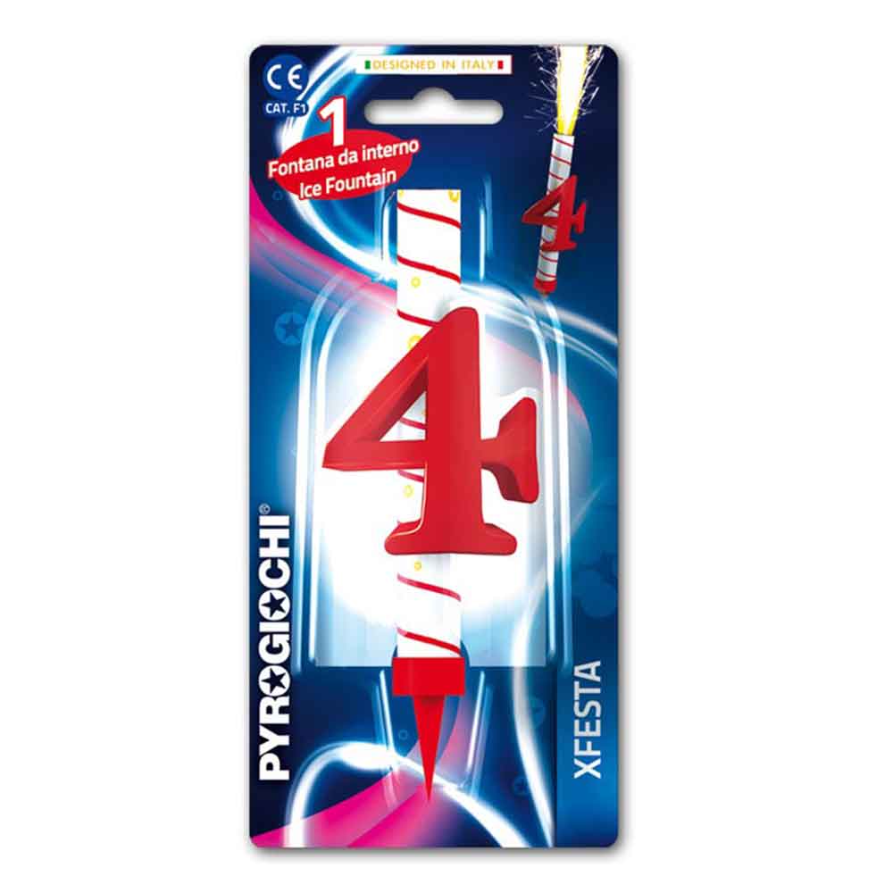 Candela Fontana Pirotecnica Per Torte Pyrogiochi Numero 4 Rosso