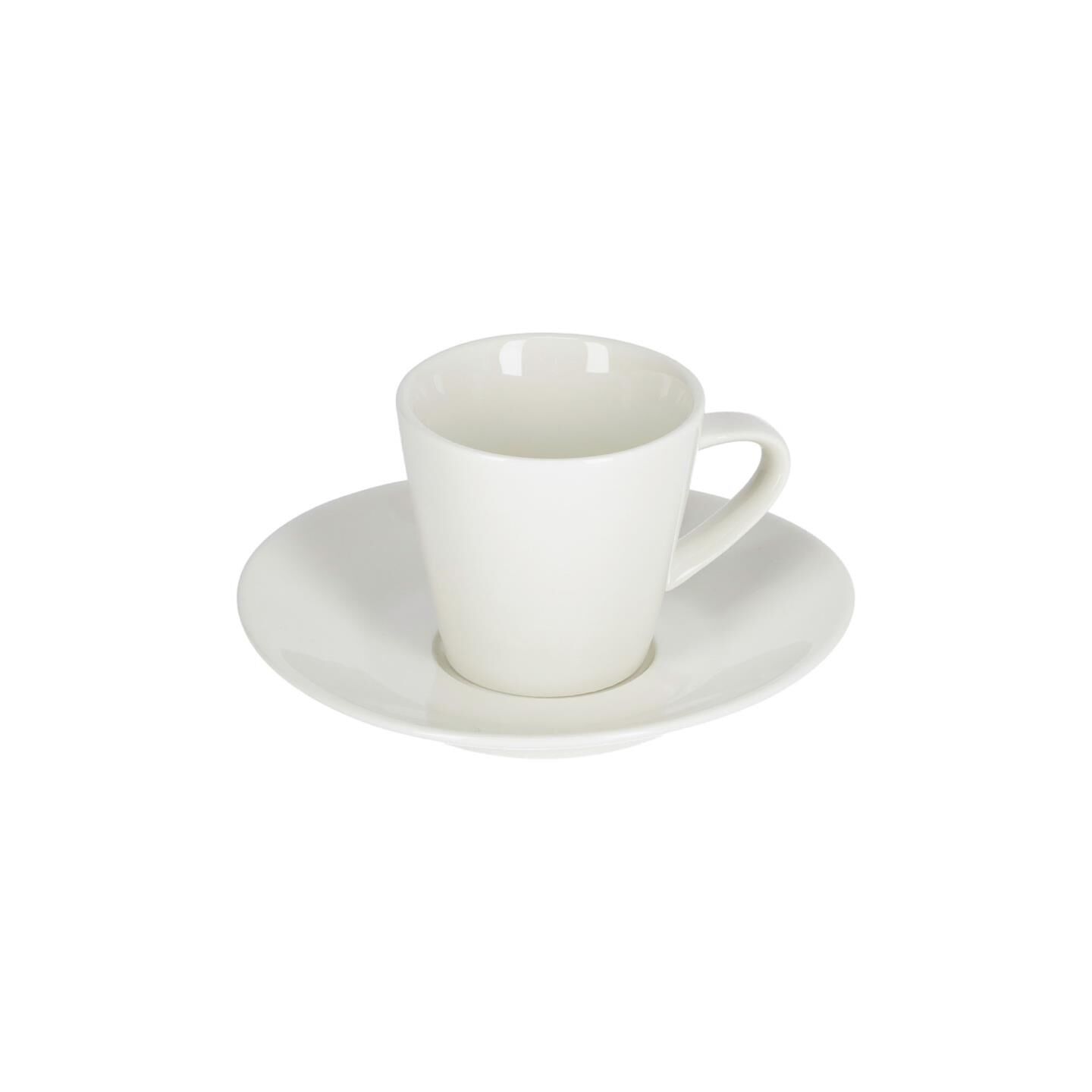 Kave Home - Porseleinen koffiekop en schotel Pierina klein wit