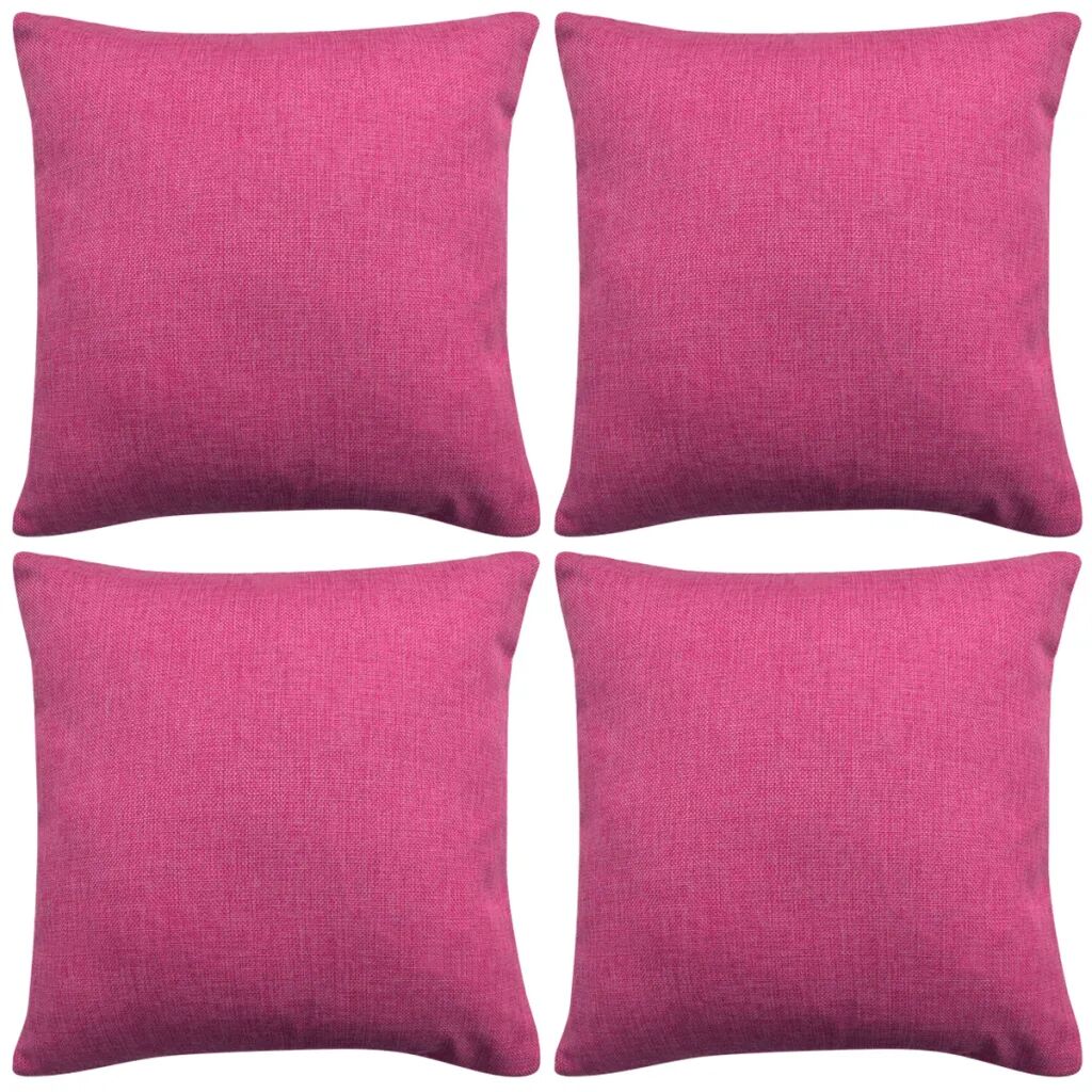 vidaXL Kussenhoezen 4 stuks linnen look roze 50x50 cm