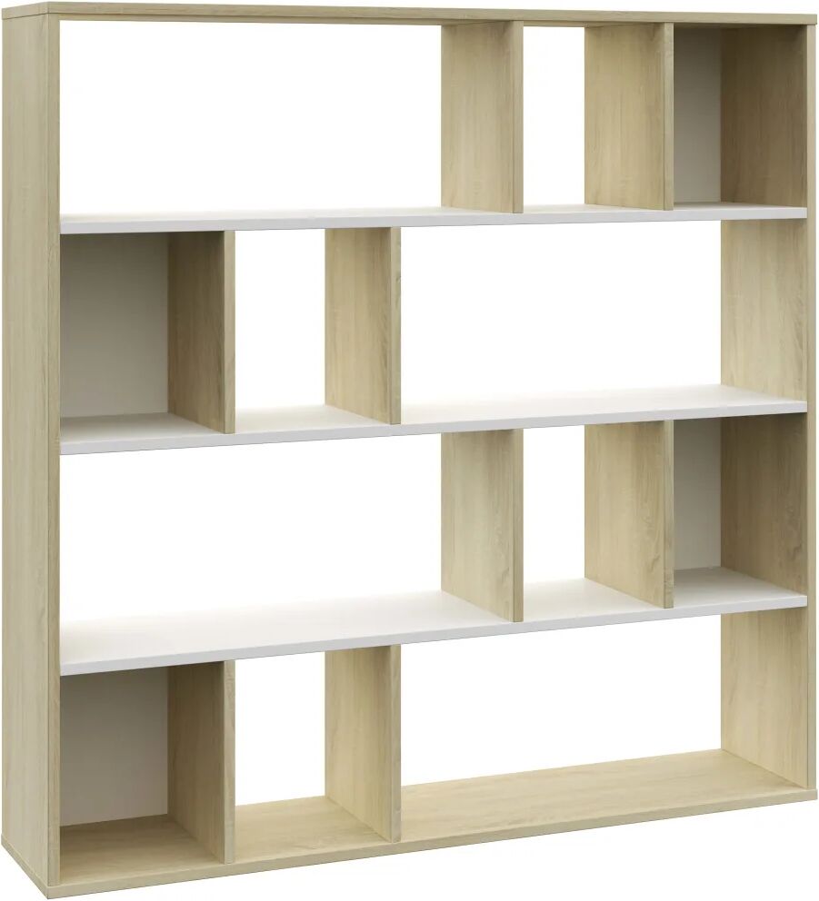 vidaXL Kamerscherm/boekenkast 110x24x110 cm spaanplaat wit eikenkleur