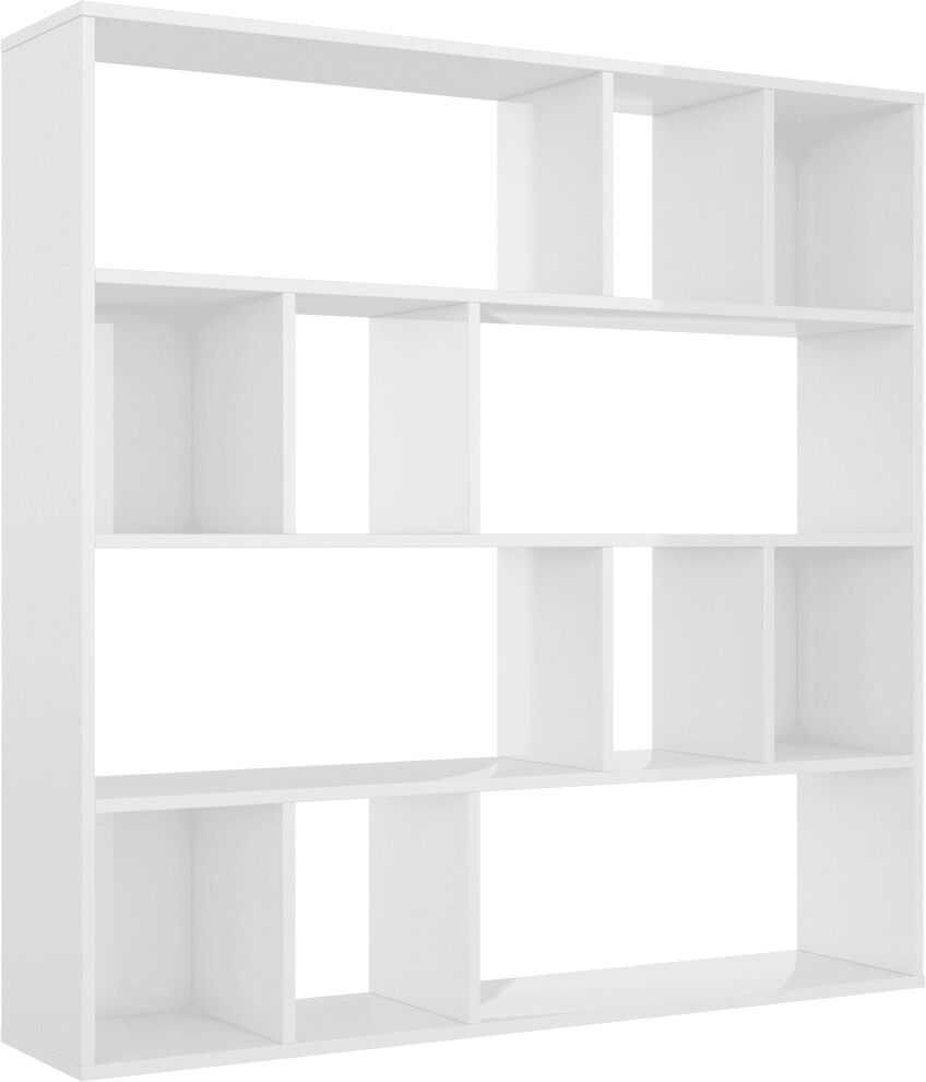 vidaXL Kamerscherm/boekenkast 110x24x110 cm spaanplaat hoogglans wit