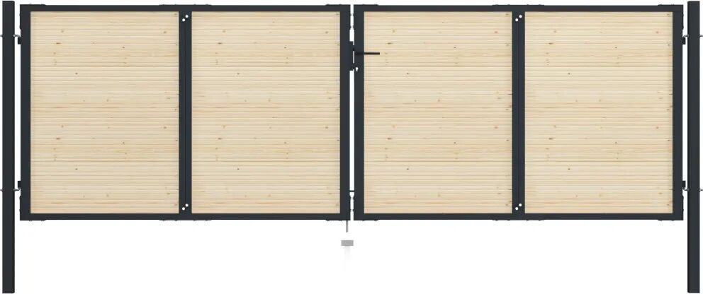 vidaXL Poort 408x175 cm staal en vurenhout