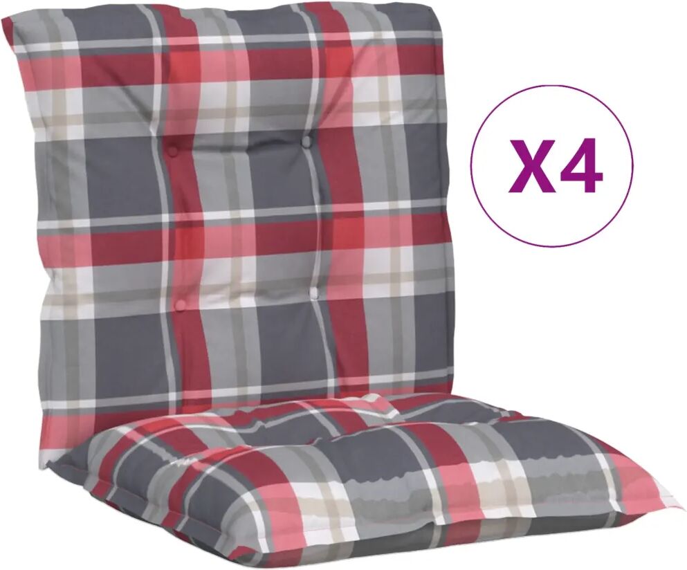 vidaXL Tuinstoelkussens 4 st 100x50x7 cm rood ruitpatroon