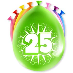 PD-Party 7036515 Gelukkig Feest Ballonnen Happy Balloons Natuurlijk Rubber (Latex) Viering 25 Jaren, Pak van 8, Veelkleurig, 30cm Lengte x 30cm Breedte x 30cm Hoogte