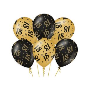 PD-Party 7031302 Classy Feest Ballonnen   Party Balloons   Natuurlijk Rubber (Latex)   Verjaardag Viering Decoraties 18, Pak van 6, Goud/Zwart, 30cm Lengte x 30cm Breedte x 30cm Hoogte