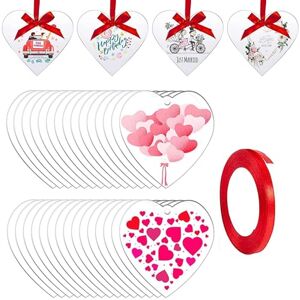 TSKDKIT 30 cps Christmas Bauble Heart acrylschijf, kerstbal, acrylschijf, kerstdecoratie, hanger, plexiglasplaten, kerstballen, plexiglasschijf