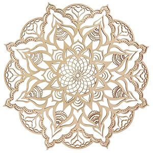 ReiseGut Mandala wanddecoratie hout 30 cm, Indiase bloemen ornament groot, decoratie voor muur kleuren ontspanning meditatie. Feng Shui esoterie duurzame geschenken