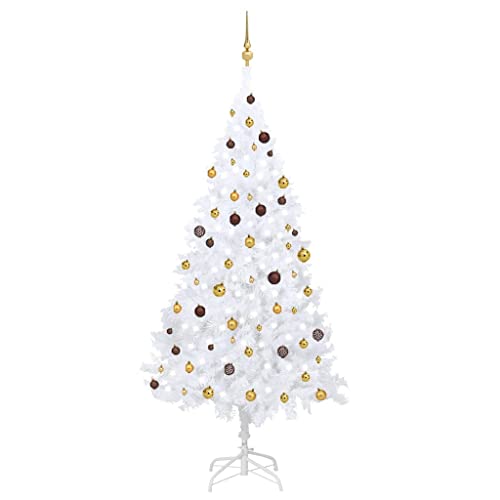 TEKEET This Item Kunstmatige Voorverlichte Kerstboom met Ballenset Wit 240 cm-Nice