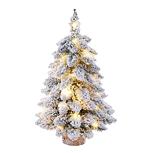 Plcnn 18 "Pre-Lit Kunstmatige Mini Kerstboom, Tafelblad Sneeuw Gestroomde Kerstboom Kerstboom Kerstboom Met Lichten voor Home Decor