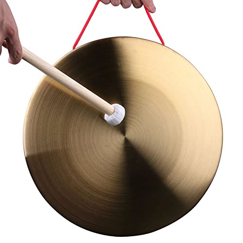ZDHFFFUK Messing gong gong Kleine grote gong Messing handgong gong met ronde speelhamer Percussie-instrument voor kinderen Percussie-instrumentmini gong (Kleur: 32cm Maat:)