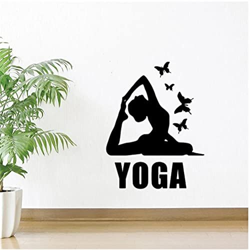 cbvdalodfej Diy Vrouw yoga Muurstickers Vinyl Behang Voor Yoga Room Decor Gym Citaat Muurstickers Poster Wall Art   43 cm X 55 cm