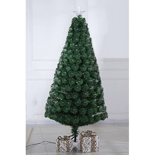 YuanSpring Glasvezel kerstboom LED-verlichting thuis PVC kunstmatige nepboom boom top ster winkelcentrum kerstfeest decoratie tuin (kleur: 1,5 m)