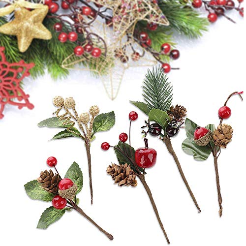 YIREAUD 30 stks Kerst Picks, Kleine Kunstmatige Pine Picks voor Kerst Bloemstukken Kransen en Vakantie Decoraties