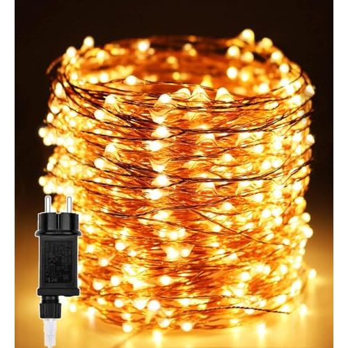 Erwawee Lichtsnoeren 50M 500 LEDs, Guirlande Kerstverlichting Koperdraad 8 Modi Buitenverlichting,Waterdicht binnen buiten decoratie outdoor voor kerstboom,slaapkamer,feest,kerstmis,Christmas tree, Warmwit