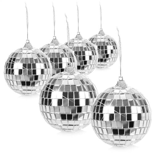 com-four ® 6x Disco bal spiegel bal om op te hangen disco bal voor feest feest bal voor oudejaarsavond, verjaardag, themafeest Ø 7 cm (Ø 7cm)