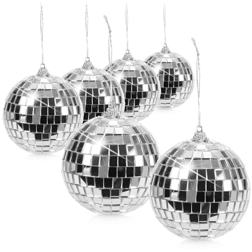 com-four ® 6x Disco bal spiegel bal om op te hangen disco bal voor feest feest bal voor oudejaarsavond, verjaardag, themafeest Ø 8 cm (Ø 8cm)