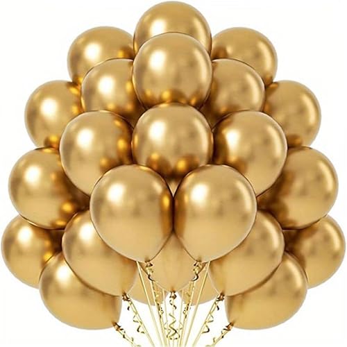 Flowballoons Feestballonnen Chroom Ballon Verjaardag Ballonnen voor Verjaardag Ballonnenslingerset Ballonnenset met 50 gouden ballonnen 12 inch