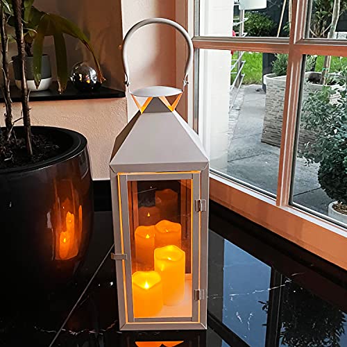 Mojawo XXL luxe tuinlantaarn van metaal windlicht lantaarn glas H54 cm wit