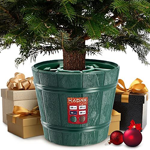 KADAX Kerstboomstandaard, kerstboomstandaard van kunststof, dennenboomstandaard in twee kleurversies, kunststof standaard voor een kerstboom (boomhoogte tot 280 cm, groen)