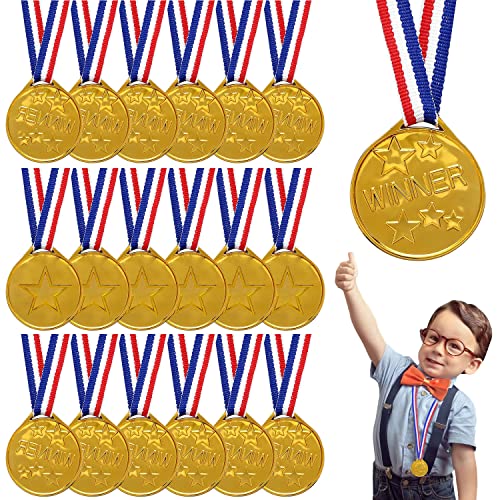 Sunshine smile Winnaar-medailles, goud, 24 medailles, kinderverjaardag, kunststof, medaille goud voor kinderen, winnaar-medailles, gouden medailles voor kinderen, winnaar-medailles, super medailles, voor