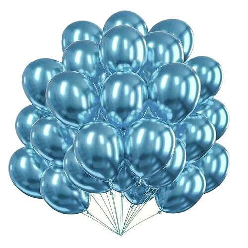 Flowballoons Feestballonnen Chroom Ballon Verjaardag Ballonnen voor Verjaardag Ballonnenslingerset Ballonnenset met 50 blauwe ballonnen 12 inch