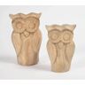 Okaa Lika Raw Hand Carved Wooden Owl Figurines (Set of 2)